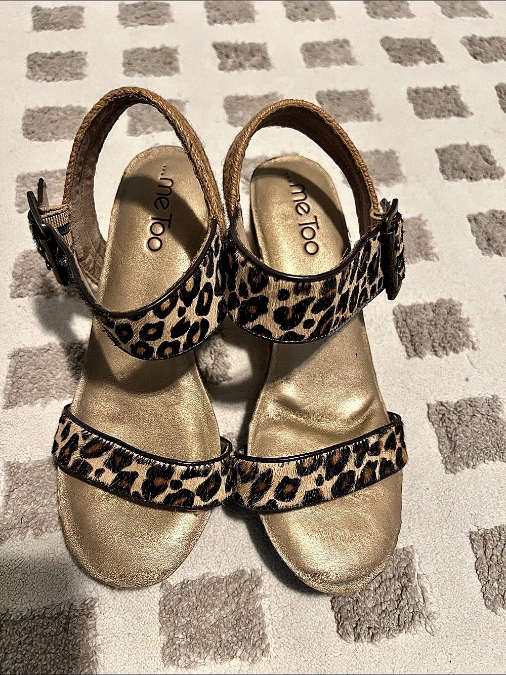 me Too Leopard Print Wedge Sandals